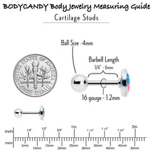 Load image into Gallery viewer, 16G 1/4 Heart Flag Patriotic Cartilage Tragus Earring
