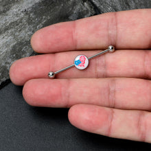Load image into Gallery viewer, 14G Heart Flag Patriotic Industrial Barbell 38mm
