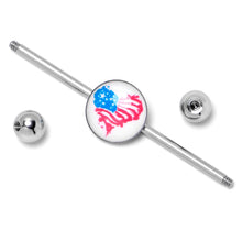 Load image into Gallery viewer, 14G Heart Flag Patriotic Industrial Barbell 38mm
