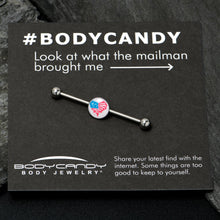 Load image into Gallery viewer, 14G Heart Flag Patriotic Industrial Barbell 38mm
