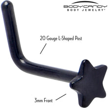 Load image into Gallery viewer, 20G 1/4 Black ASTM F-136 Implant Grade Titanium Star End L Shape Nose Ring
