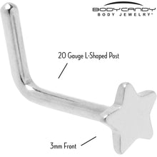Load image into Gallery viewer, 20G 1/4 ASTM F-136 Implant Grade Titanium Star End L Shape Nose Ring
