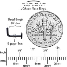 Load image into Gallery viewer, 18G 1/4 Black ASTM F-136 Implant Grade Titanium Heart End L Shape Nose Ring
