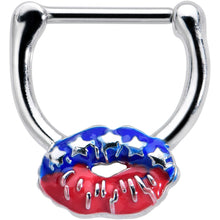 Load image into Gallery viewer, 16G 5/16 Patriotic Kissy Lips Cartilage Clicker
