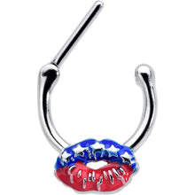 Load image into Gallery viewer, 16G 5/16 Patriotic Kissy Lips Cartilage Clicker
