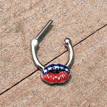 Load image into Gallery viewer, 16G 5/16 Patriotic Kissy Lips Cartilage Clicker
