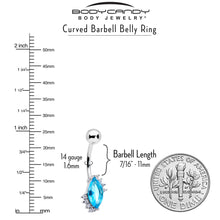 Load image into Gallery viewer, Clear Blue Gem Firey Drop Belly Ring
