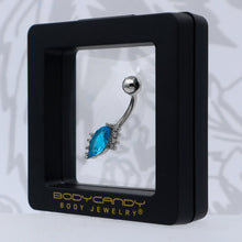 Load image into Gallery viewer, Clear Blue Gem Firey Drop Belly Ring
