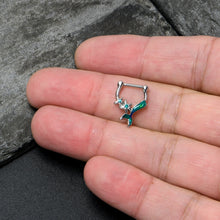 Load image into Gallery viewer, 16G 5/16 Blue Gem Green Mermaid Tail Stars Cartilage Clicker
