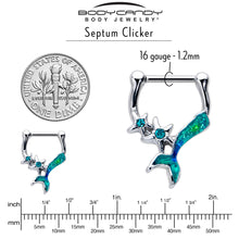 Load image into Gallery viewer, 16G 5/16 Blue Gem Green Mermaid Tail Stars Cartilage Clicker
