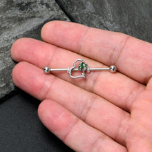Load image into Gallery viewer, 14G Clear Gem Palm Tree Love Heart Industrial Barbell 38mm
