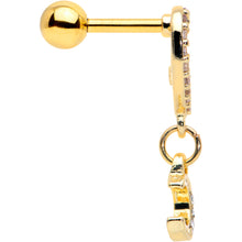 Load image into Gallery viewer, 16G 1/4 Clear CZ Gem Gold Tone Heart Moon Dangle Cartilage Earring
