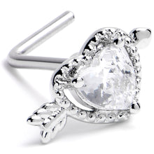 Load image into Gallery viewer, 20G 1/4 Clear CZ Gem Fusion of Love L Shape Nose Ring

