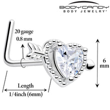 Load image into Gallery viewer, 20G 1/4 Clear CZ Gem Fusion of Love L Shape Nose Ring
