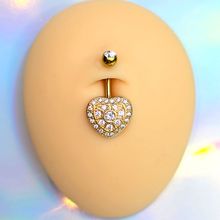 Load image into Gallery viewer, Clear Gem Gold Tone Ultra Luxe Heart Belly Ring
