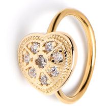 Load image into Gallery viewer, 20G 5/16 Clear Gem Gold Tone Ultra Luxe Heart Nose Hoop
