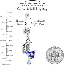 Load image into Gallery viewer, Clear Gem Floral Mermaid Moon Dangle Belly Ring
