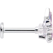 Load image into Gallery viewer, 16G 5/16 Pink CZ Gem Heart Butterfly Labret Monroe Tragus
