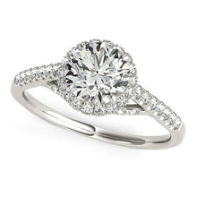 Load image into Gallery viewer, 14k White Gold Round Cut Pave Set Shank Diamond Engagement Ring (1 3/8 cttw)
