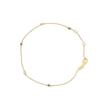 Load image into Gallery viewer, 14K Yellow Gold Alternating Red Ruby and White Diamond Bezel Station Chain Bracelet (I-J Color, SI2-I1 Clarity) - 7.5" Inches
