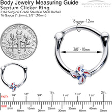 Load image into Gallery viewer, 16G 3/8 Patriotic Pinwheel Cartilage Clicker
