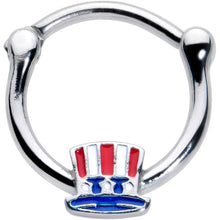 Load image into Gallery viewer, 16G 3/8 Patriotic Uncle Sam Top Hat Cartilage Clicker
