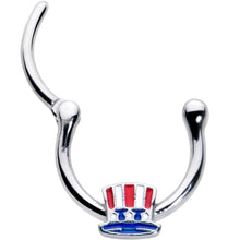 Load image into Gallery viewer, 16G 3/8 Patriotic Uncle Sam Top Hat Cartilage Clicker
