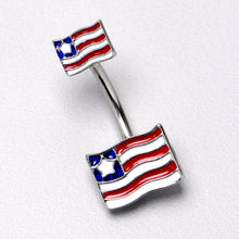 Load image into Gallery viewer, Patriotic Flag Double Mount Belly Ring
