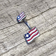 Load image into Gallery viewer, Patriotic Flag Double Mount Belly Ring
