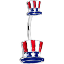 Load image into Gallery viewer, Patriotic Uncle Sam Top Hat Double Mount Belly Ring
