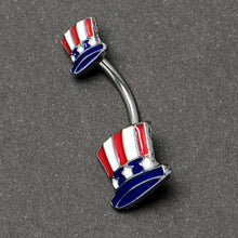 Load image into Gallery viewer, Patriotic Uncle Sam Top Hat Double Mount Belly Ring
