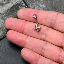 Load image into Gallery viewer, Patriotic Pinwheel Double Mount Belly Ring
