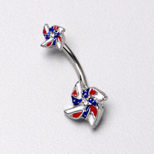 Load image into Gallery viewer, Patriotic Pinwheel Double Mount Belly Ring
