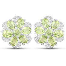 Load image into Gallery viewer, 8.04 Carat Genuine Peridot and White Topaz .925 Sterling Silver 3 Piece Jewelry Set (Ring, Earrings, and Pendant w/ Chain)
