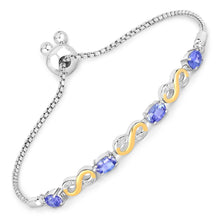 Load image into Gallery viewer, 1.79 Carat Genuine Tanzanite and White Topaz .925 Sterling Silver Bracelet

