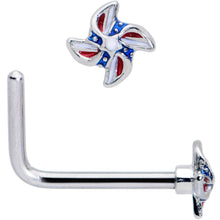 Load image into Gallery viewer, 20G 7mm Patriotic Pinwheel L Shape Nose Ring
