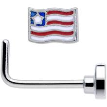 Load image into Gallery viewer, 20G 7mm Patriotic Flag L Shape Nose Ring
