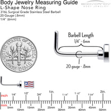 Load image into Gallery viewer, 20G 7mm Patriotic Flag L Shape Nose Ring
