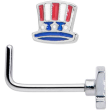 Load image into Gallery viewer, 20G 7mm Patriotic Uncle Sam Top Hat L Shape Nose Ring
