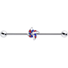 Load image into Gallery viewer, 14G Patriotic Pinwheel Industrial Barbell 38mm

