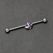 Load image into Gallery viewer, 14G Patriotic Pinwheel Industrial Barbell 38mm
