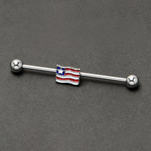 Load image into Gallery viewer, 14G Patriotic Flag Industrial Barbell 38mm
