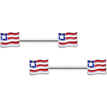 Load image into Gallery viewer, 14G 9/16 Patriotic Flag Barbell Nipple Ring Set
