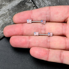 Load image into Gallery viewer, 14G 9/16 Patriotic Flag Barbell Nipple Ring Set

