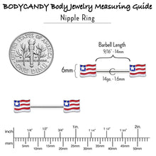 Load image into Gallery viewer, 14G 9/16 Patriotic Flag Barbell Nipple Ring Set

