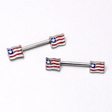 Load image into Gallery viewer, 14G 9/16 Patriotic Flag Barbell Nipple Ring Set
