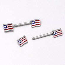 Load image into Gallery viewer, 14G 9/16 Patriotic Flag Barbell Nipple Ring Set
