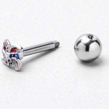 Load image into Gallery viewer, 16G 1/4 Patriotic Pinwheel Cartilage Tragus Earring
