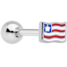 Load image into Gallery viewer, 16G 1/4 Patriotic Flag Cartilage Tragus Earring
