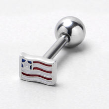 Load image into Gallery viewer, 16G 1/4 Patriotic Flag Cartilage Tragus Earring
